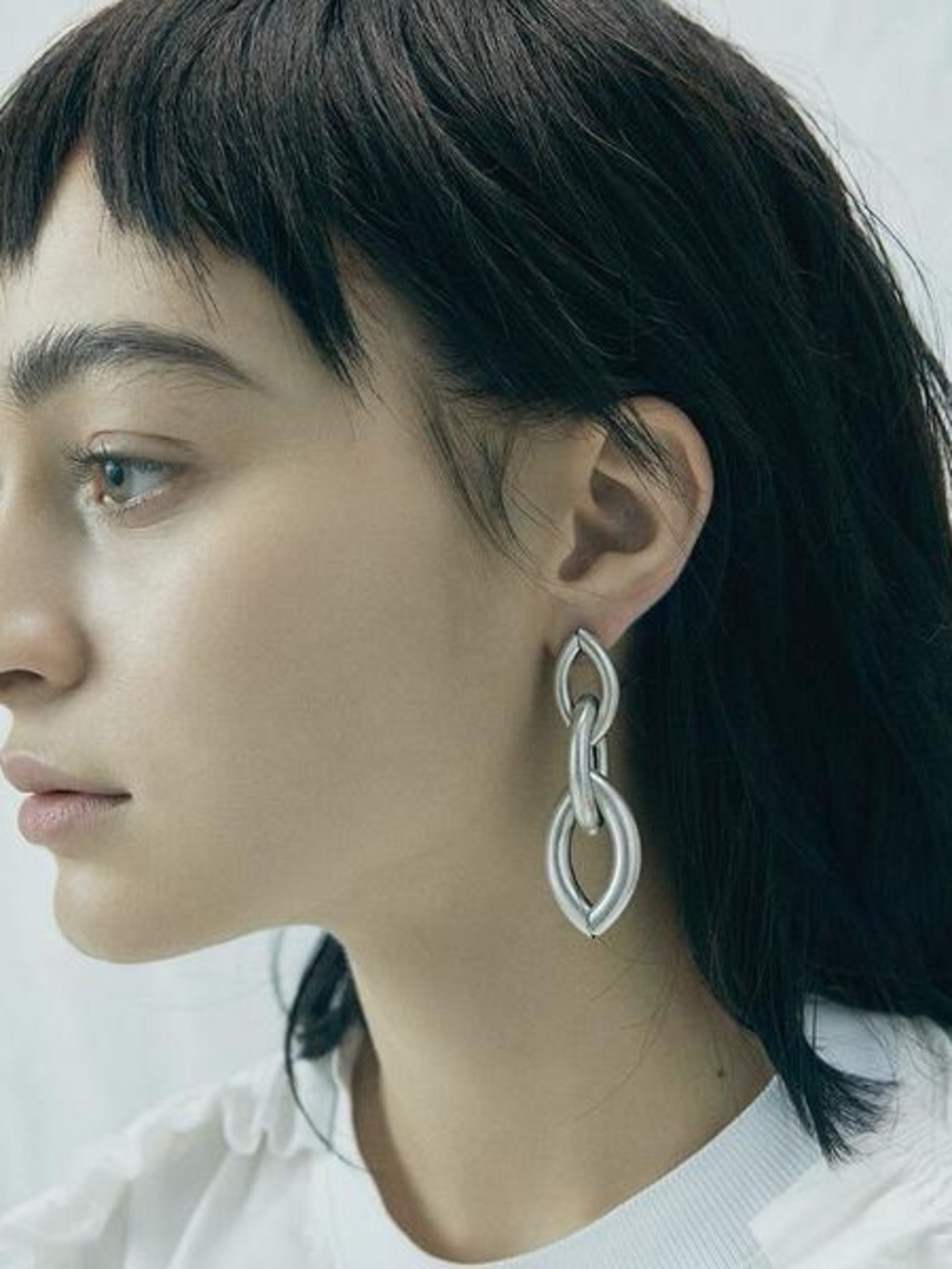 Jenny Bird Polished Silver Sloane Link Drop post Earrings